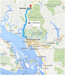 Map Vancouver to Whistler 